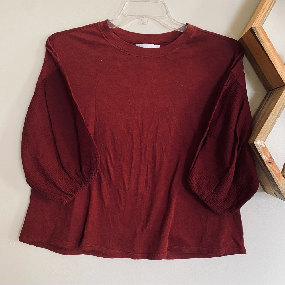 Velvet by Anthropologie balloon sleeve loose textured shirt